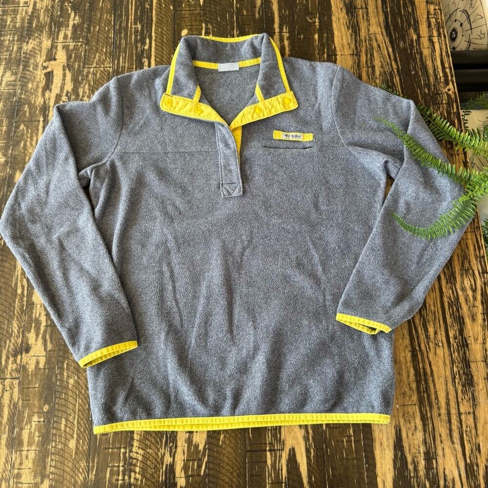 COLUMBIA - Gray & Yellow Trim Snap-Up Fleece Pullover – Size Large